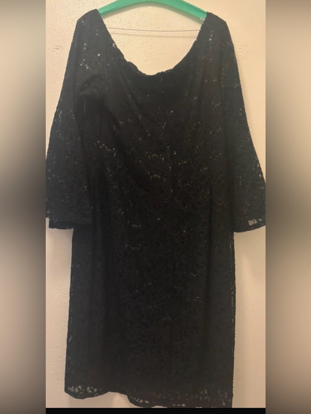 Ashley Stewart Black Lace Sequin Knee-Length Dress